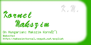 kornel makszim business card